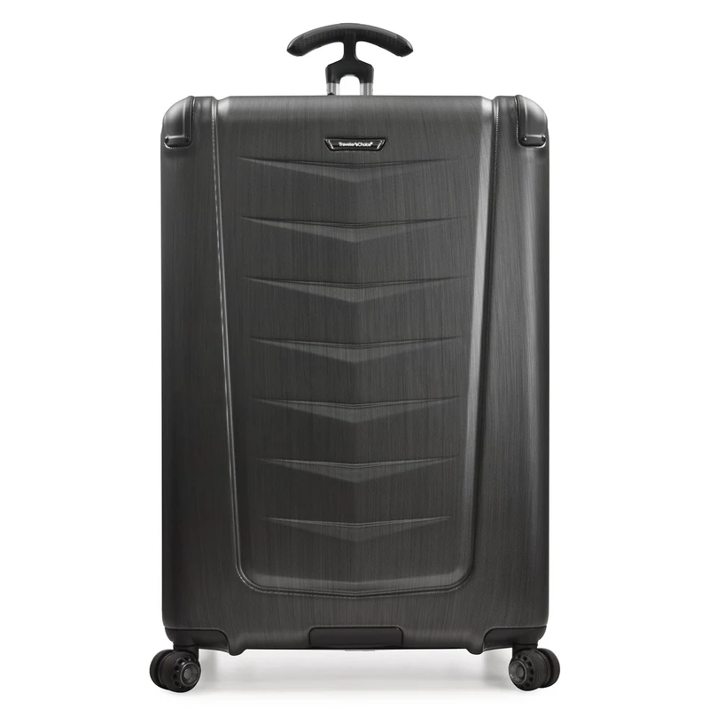 Traveler's Choice Silverwood Polycarbonate Hardside Expandable Spinner Luggage, Brushed Metal, Checked-Large 30-Inch - Image 1