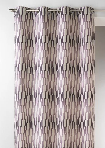 HomeMaison 09341-8-AL Jacquard Curtains Round Eyelets Gun Metal 140 x 260 cm, Fig, 140 x 260 - Image 1