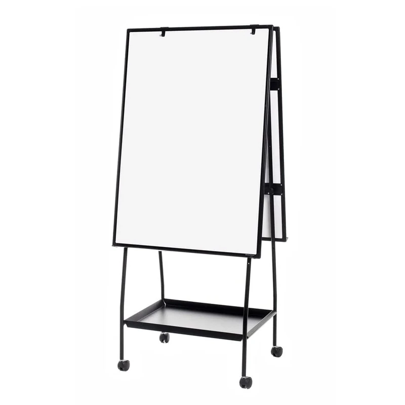 Bi-Office Mobile Easel Creation Station, Magnetic Double sided, Black Aluminium Frame, 170 x 77 x 60 cm