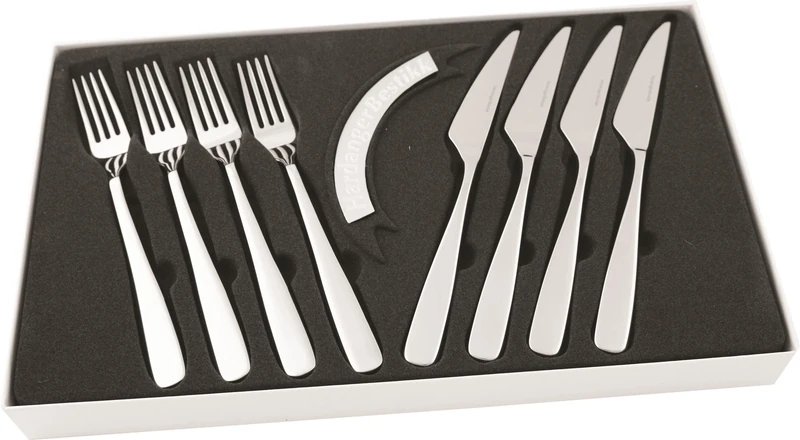 Hardanger Tuva Steak Knives and Forks 8 Piece, Steel