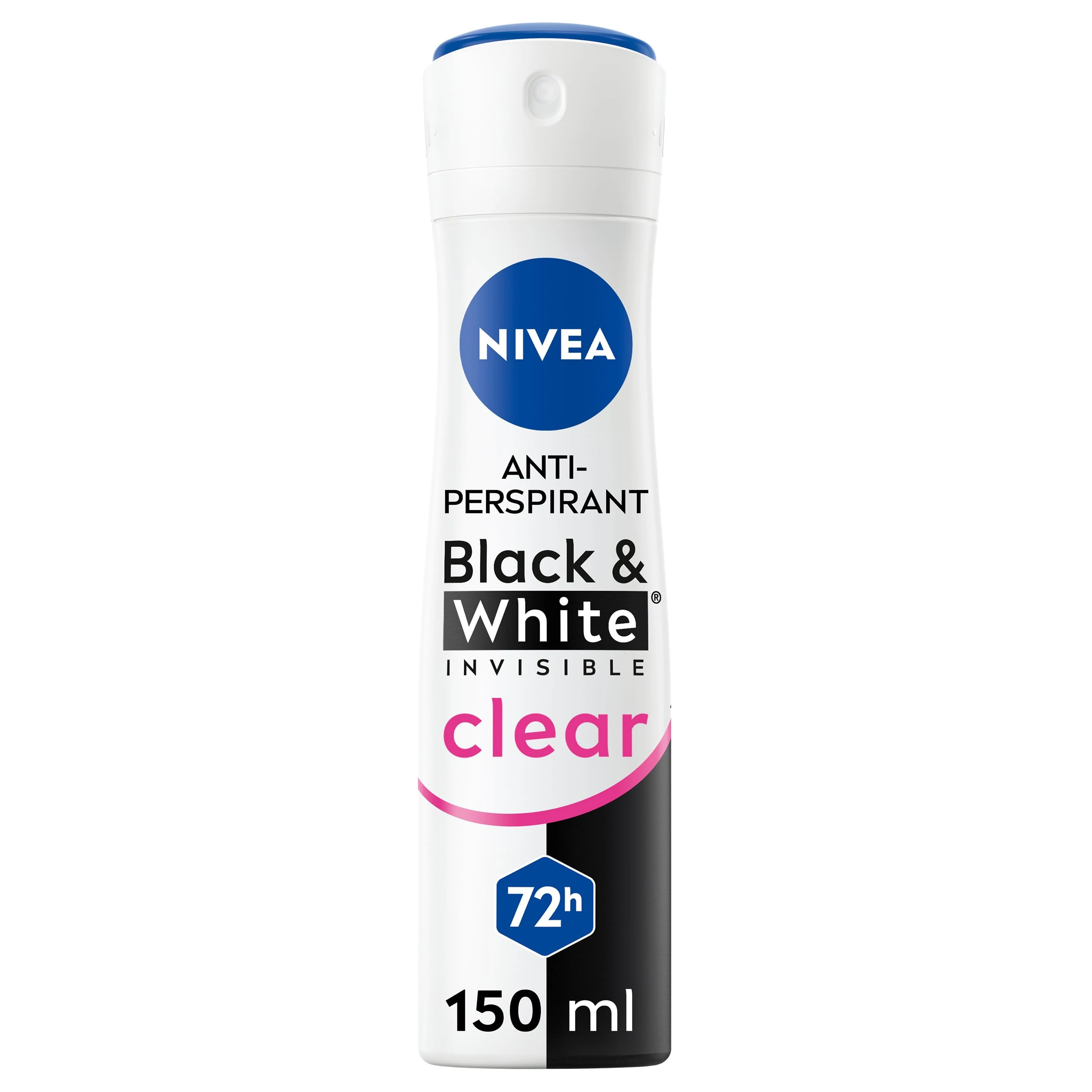 NIVEA Black & White Invisible Anti-Perspirant Spray (150ml), 72hr Anti-Sweat Women's Deodorant Spray, No Stains on Black and White Clothes