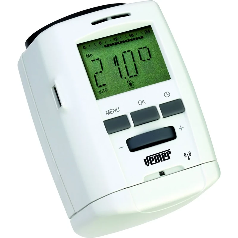 VEMER VE741500 model THERMOPRO RF Weekly chronothermostat for radiators with battery-supply with radiofrequency. Color white