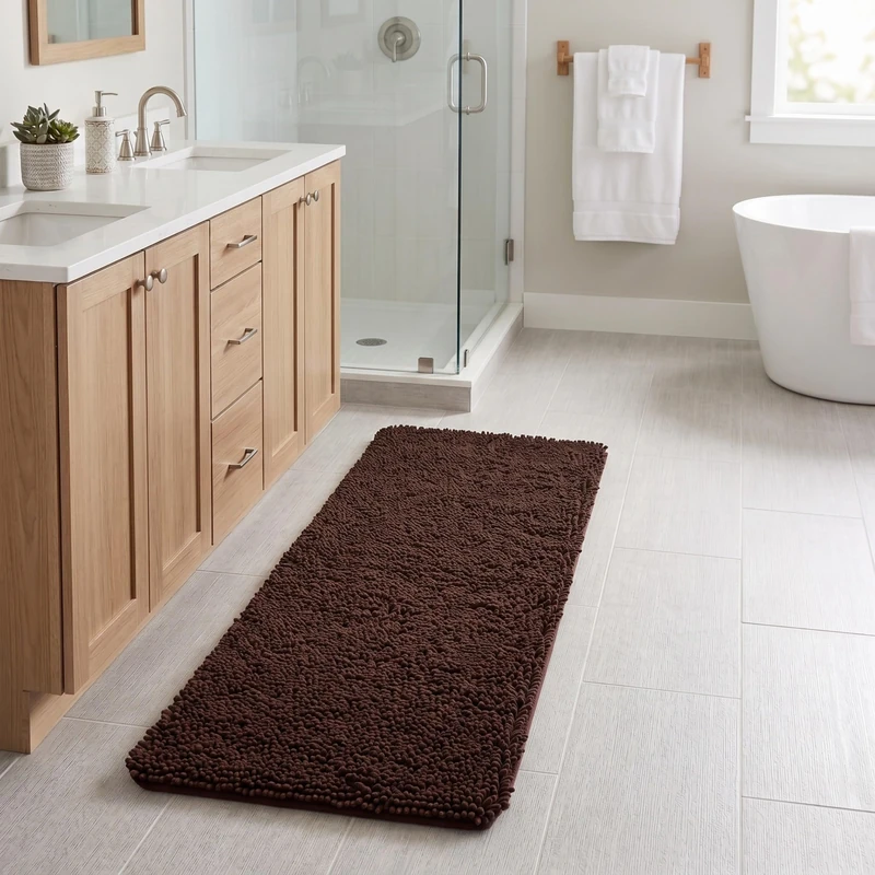 Lavish Home Memory Foam Shag Bath Mat (24x58),Chocolate