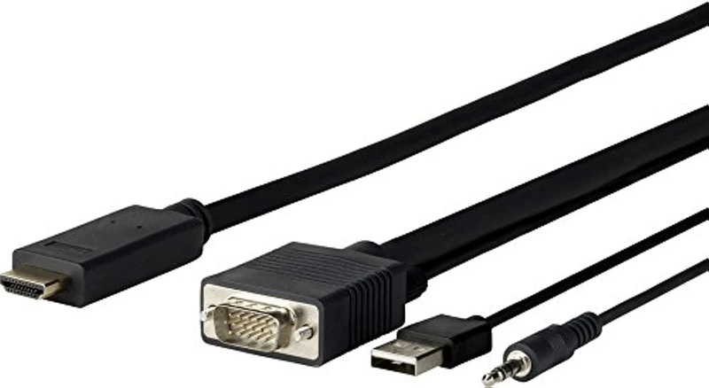 vivolink Pro VGA + Audio to HDMI 3 m 3 m HDMI VGA (D-Sub) + 3.5 mm + USB A Black – Video Cable Adapters (3 m, HDMI, VGA (D-Sub) + 3.5 mm + USB A, male, Male, Black)