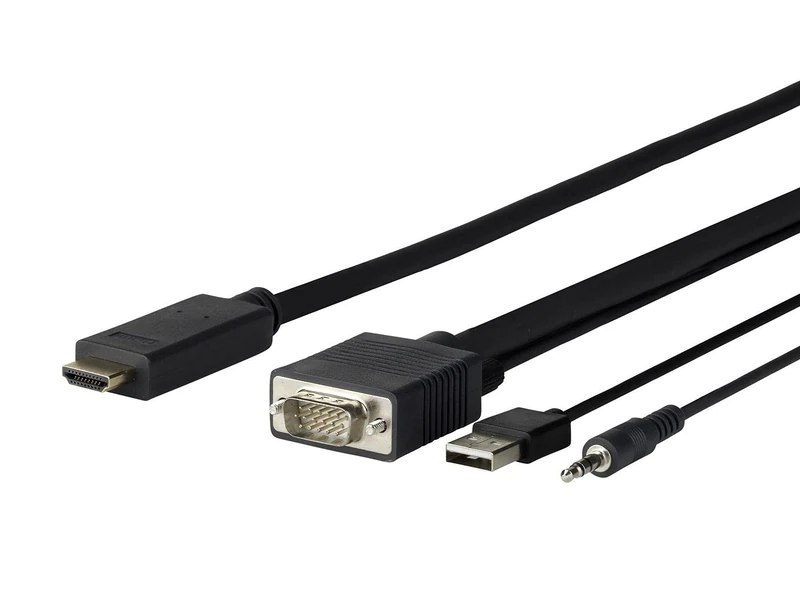 vivolink Pro VGA + Audio to HDMI 5 m 5 m HDMI VGA (D-Sub) + 3.5 mm + USB Black – Adapters Video Cable (5 m, HDMI, VGA (D-Sub) + 3.5 mm + USB A, male, Male, Black)