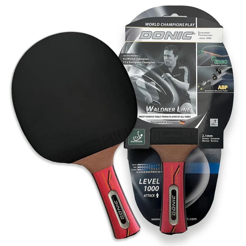 Donic-Schildkröt Waldner 1000 Table Tennis Bat, ABP Handle, Sponge 2.1 mm, Easy-Slick Pad - ITTF, 751801,Multi