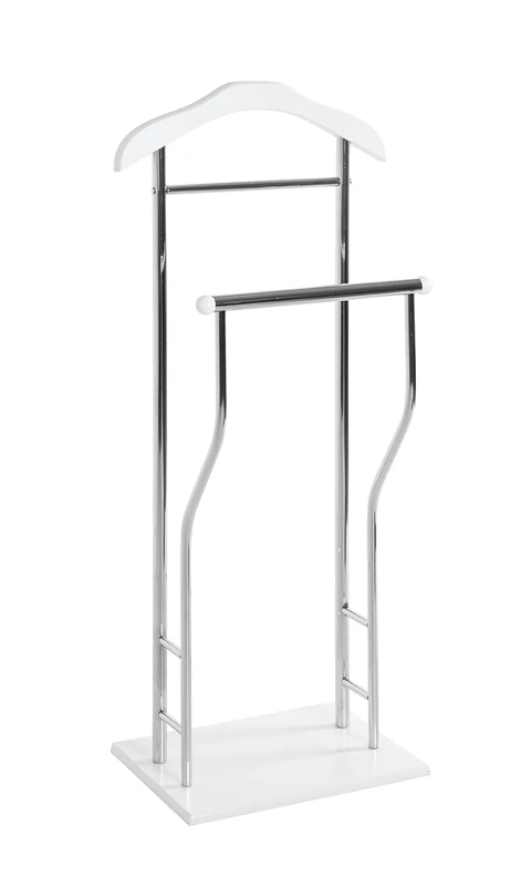 HAKU Möbel Men'S Valet Chrome, White, Mdf, Metal - Size: W 45 cm X H 110 cm X D 30 cm, Style: Modern