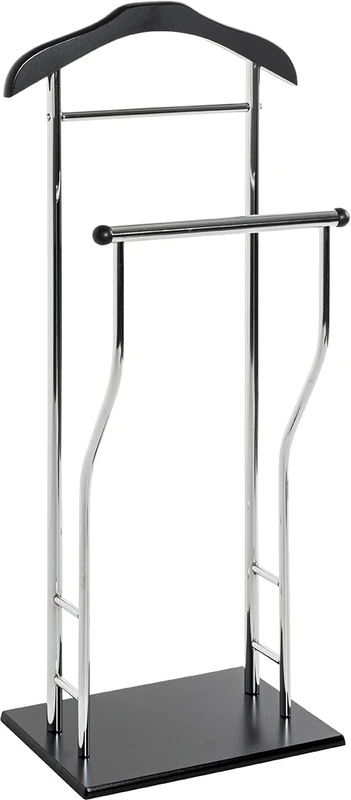 HAKU Möbel Men'S Valet Chrome, Black, Mdf, Metal - Size: W 45 cm X H 110 cm X D 30 cm, Style: Modern