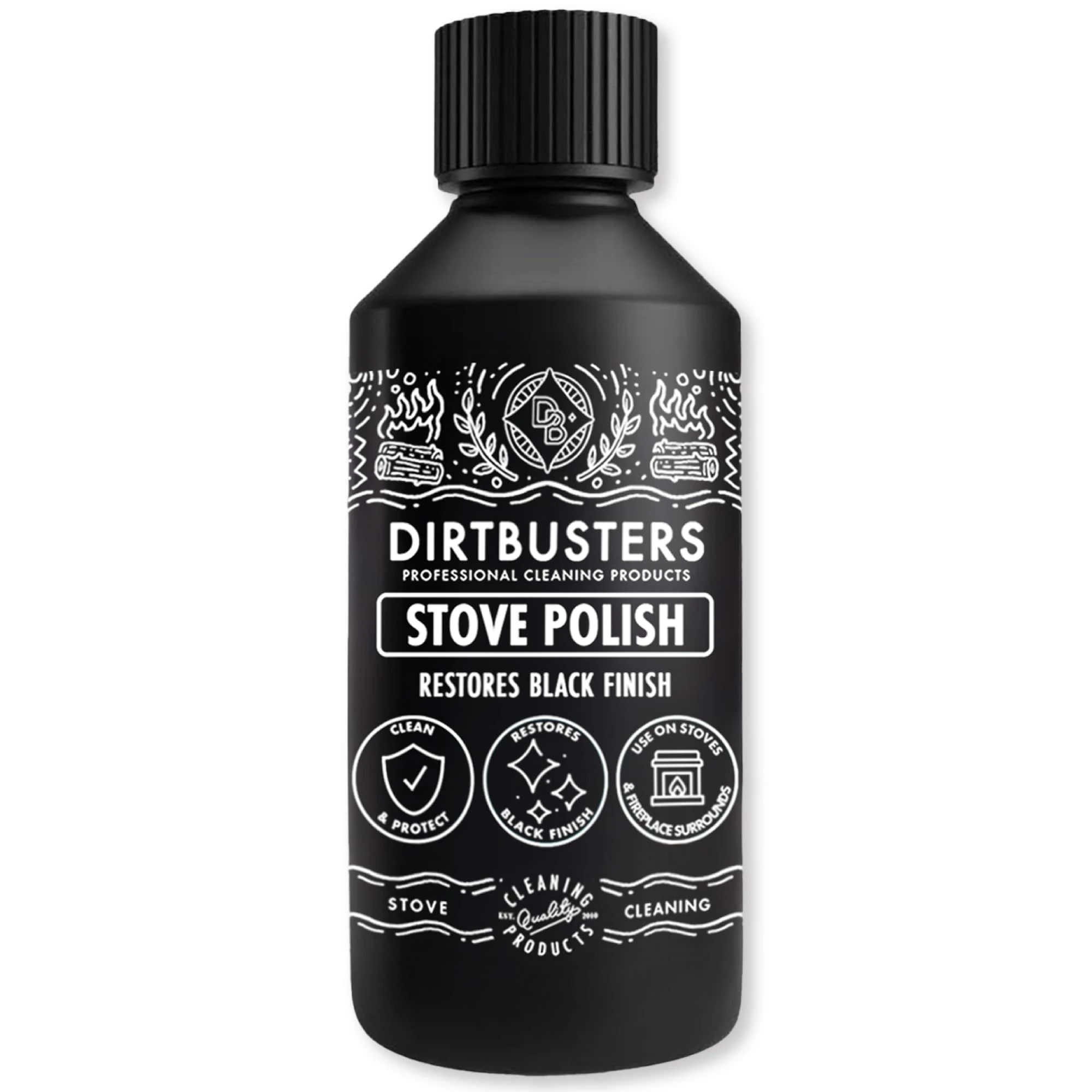 Dirtbusters Stove Polish For Log Burners & Grates Restore To Black, Non toxic Alternative To Stove Paint (250ml)