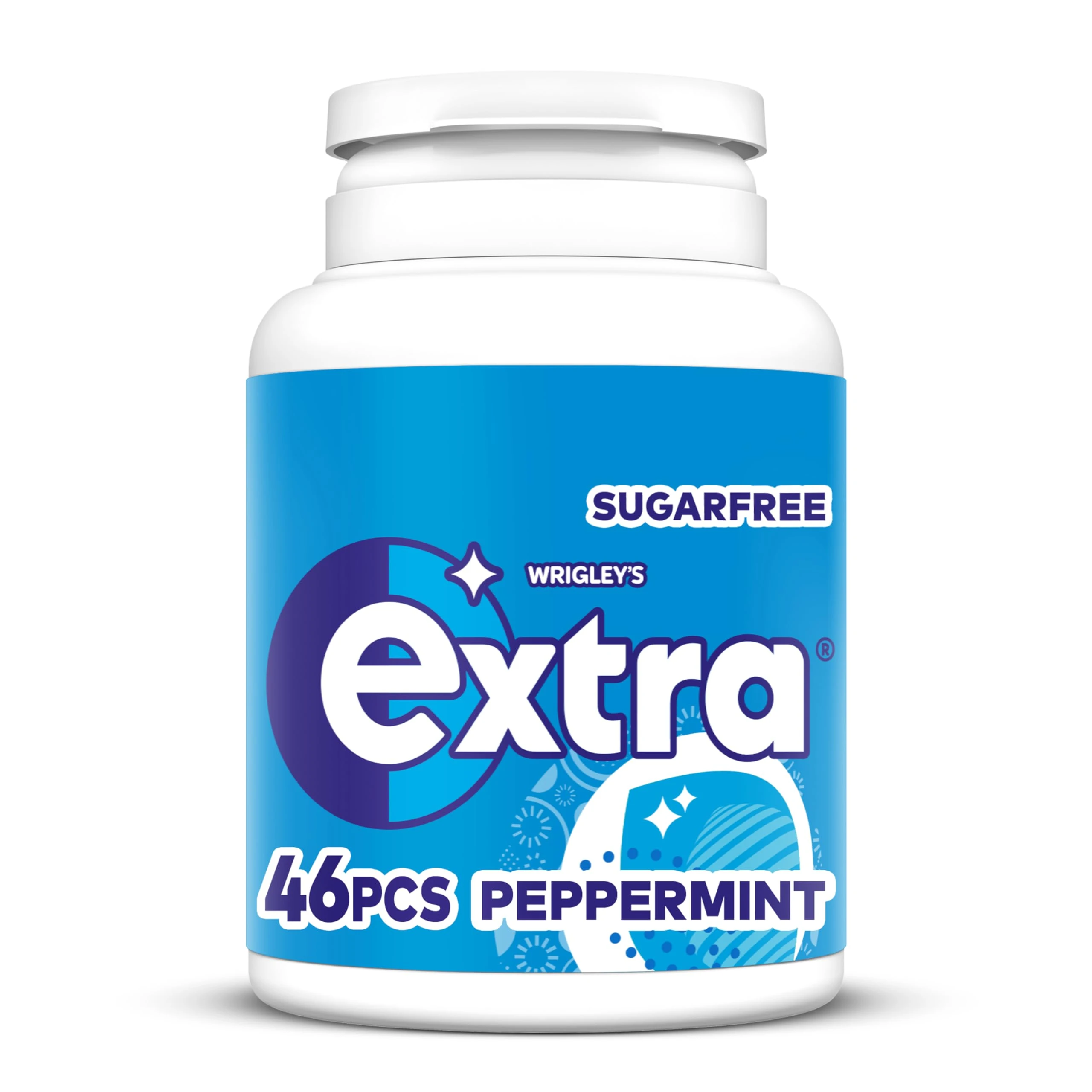 Wrigley's Extra Chewing Gum, Peppermint Flavour, 46 pieces, Sugar Free Chewing Gum Bottle with Xylitol