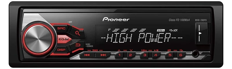 Pioneer MVH-280FD High Power Car Stereo with RDS tuner, USB and Aux-In. Supports iPod/iPhone Direct Control and Android. - Image 1