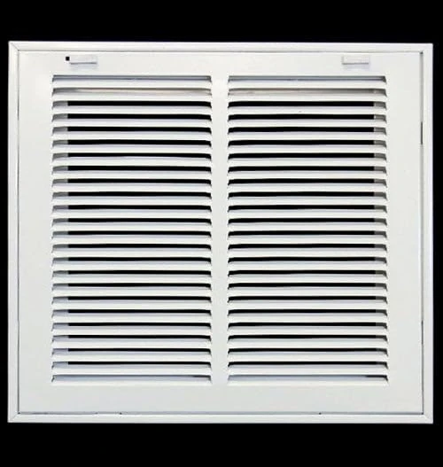 10" X 10 Steel Return Air Filter Grille for 1" Filter - Fixed Hinged - Ceiling Recommended - HVAC Duct Cover - Flat Stamped Face - White [Outer Dimensions: 12.5"w X 12.5"h]