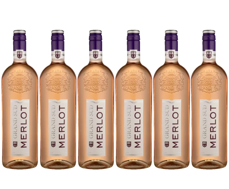 Grand Sud - Merlot Rosé from South of France - Dry Rosé Wine Case of 6 (6 x 1 L)