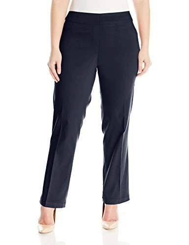SLIM-SATION Women's Plus-Size Pull-On Straight-Leg Pant,Midnight,24W - Image 1