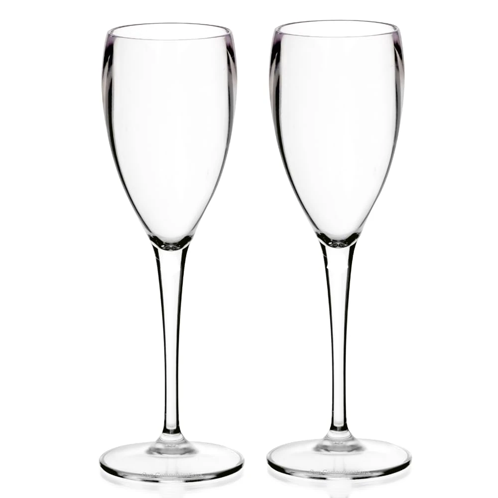 AIOS Pair of Champagne Flutes Made from Unbreakable Polycarbonate 180ml/ 6oz. (Pack of 2)