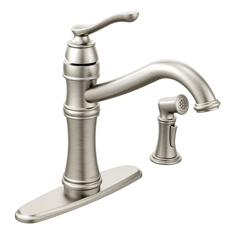 Moen 7245SRS Belfield One-Handle High Arc Kitchen Faucet with Side Spray, Spot Resist Stainless