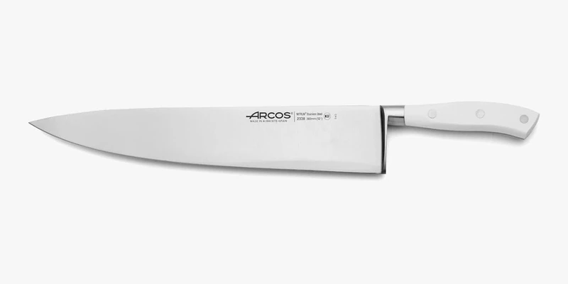 Arcos Chef’s Knife 12 Inch - Nitrum Stainless Steel and 300 mm Blade,Professional Cooking Knife, 490 gr, Ergonomic Polyoxymethylene POM Handle, Series Riviera Blanc, Thin Blade,Color White - Image 1