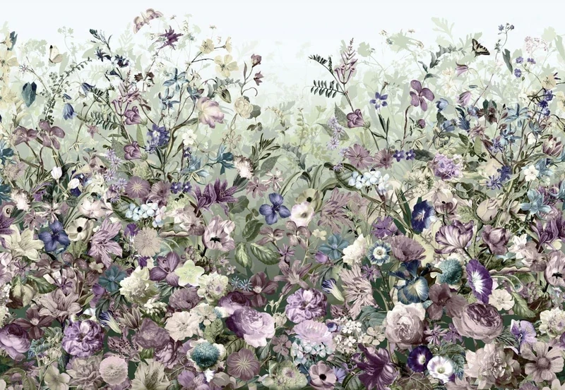 Komar XXL4-035 368 x 248 cm "Botanica Flourishing Botanical Garden" Wallpaper Mural - Purple (Pack of 4)