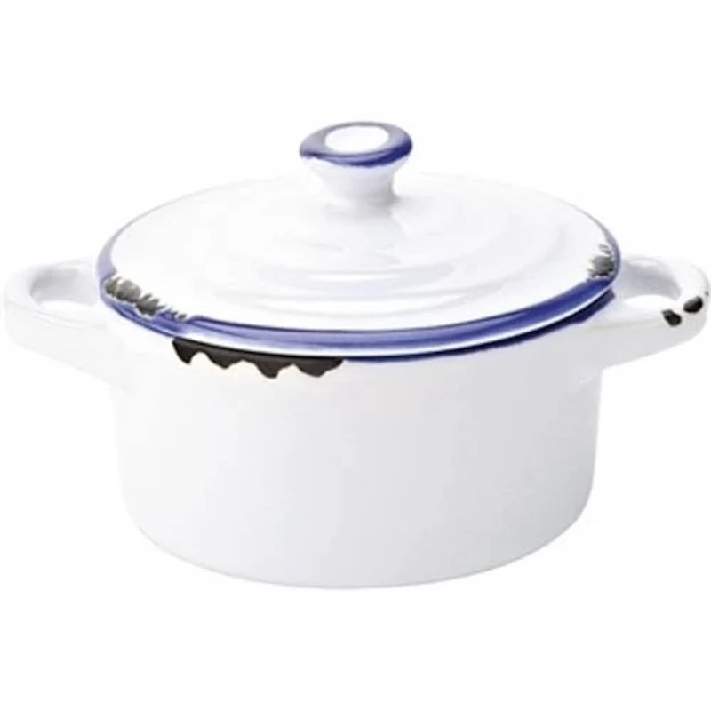 Avebury Blue Mini Casserole Dish 4inch / 10.5cm - Case of 12 - Mini Casserole Pot, Suitable for Serving Sauces