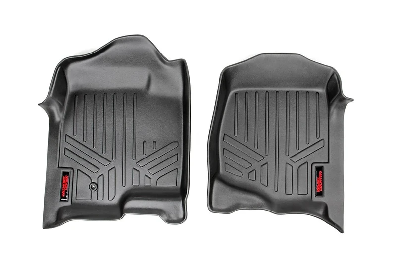 Rough Country Floor Liners Compatible w/ 2007-2013 Chevy Silverado GMC Sierra Bucket 1st Row M-2071 Rugged Floor Mats