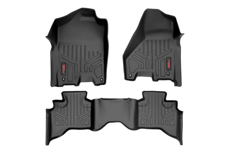 Rough Country M-31212 - Heavy Duty Floor Mats - Front & Rear Combo Quad Cab w Full Length Floor Console (fits)