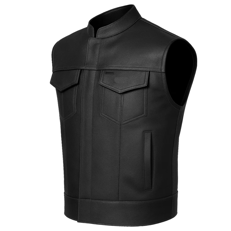 Jackets 4 Bikes SOA Men's Leather Vest Anarchy Motorcycle Biker Club Concealed Carry Outlaws XL