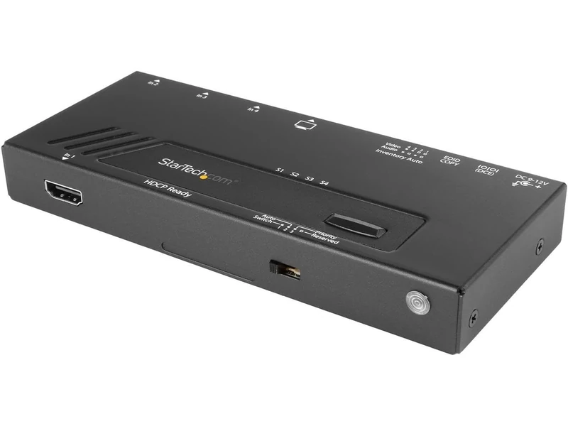 StarTech.com 4 Port HDMI Switch - 4K with Fast Switching, Auto-Sensing & Serial Control - Automatic 4x1 HDMI Video Switcher Box (VS421HD4KA), Black
