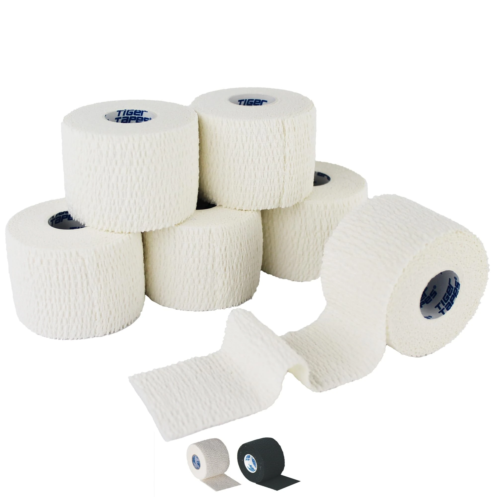 6 Rolls 5cm x 6.9m White | TIGERTAPES Tiger Tearable Elastic Adhesive Bandage - Easy Tear EAB Sports Tape for Medical Strapping, Knee Strapping, Elbow & Wrist and Rugby Lifting Tape