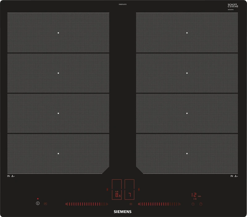 Siemens Black Induction Cooktop EX601LXC1E with 6 Zones, 7.4 kW, Glass Ceramic Surface