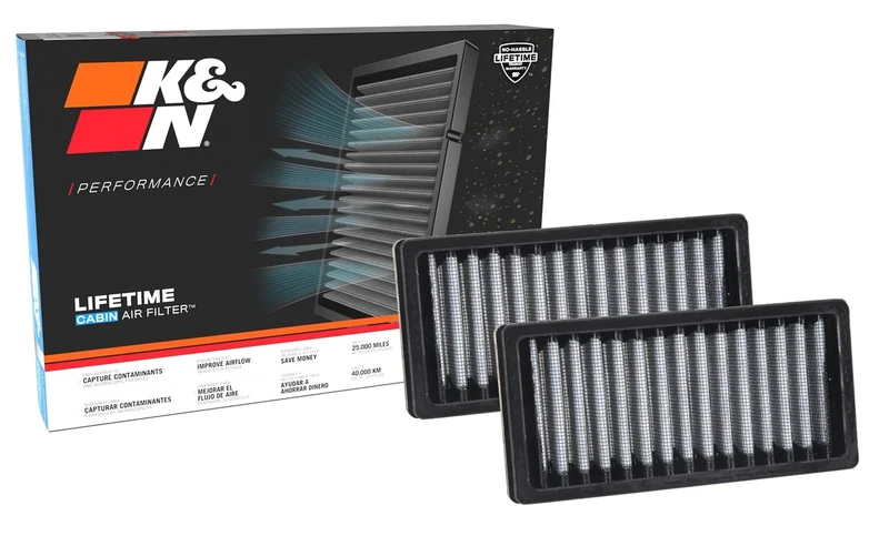 K&N Cabin Air Filter (2 pieces) compatible with Jeep Wrangler 2.8, 3.6, 3.8 2011-2017 (VF1010), Weiß