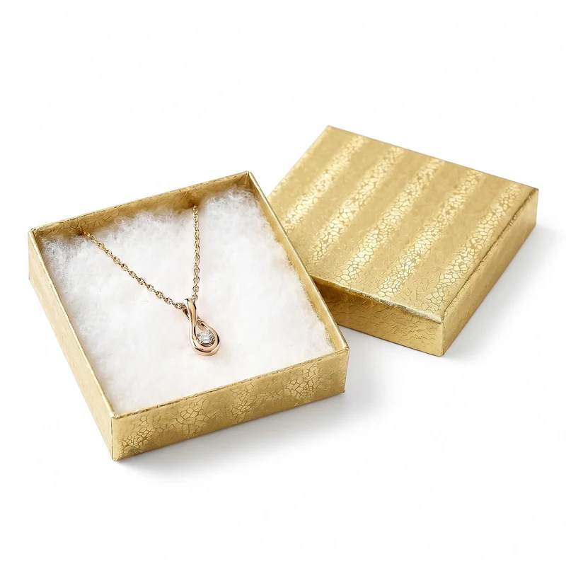 The Display Guys~ Pack of 100 Cotton Filled Cardboard Paper Gold Jewelry Box Gift Case -Gold Foil (3 1/2x3 1/2x1 inches #33)