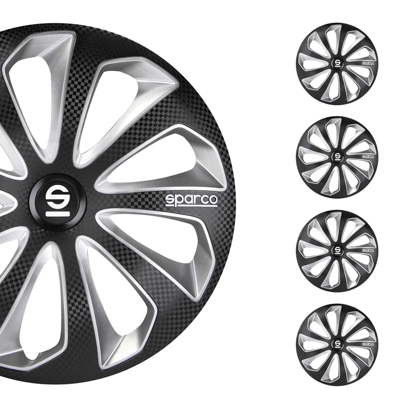 Sparco Wheel Covers Sicilia - 16-inch - Black/Silver/Carbon - Set of 4 pieces