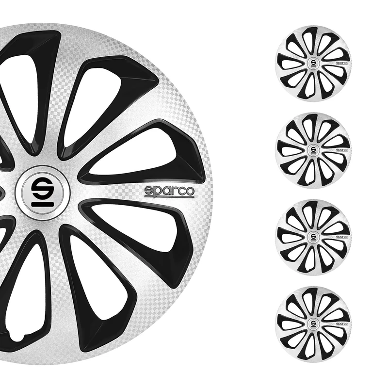Sparco Wheel Covers Sicilia - 14-inch - Silver/Black/Carbon - Set of 4 pieces
