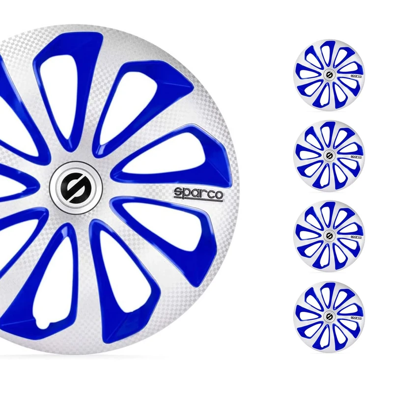 Sparco Wheel Covers Sicilia - 14-inch - Silver/Blue/Carbon - Set of 4 pieces