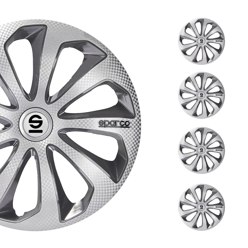 Sparco Wheel Covers Sicilia - 16-inch - Silver/Grey/Carbon - Set of 4 pieces