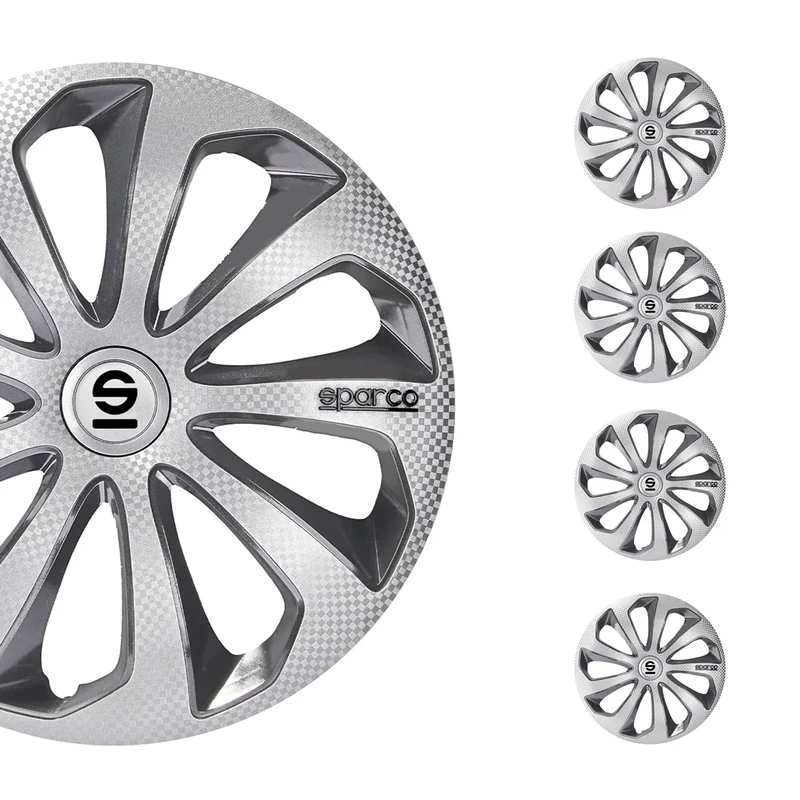 Sparco Wheel Covers Sicilia - 14-inch - Silver/Grey/Carbon - Set of 4 pieces