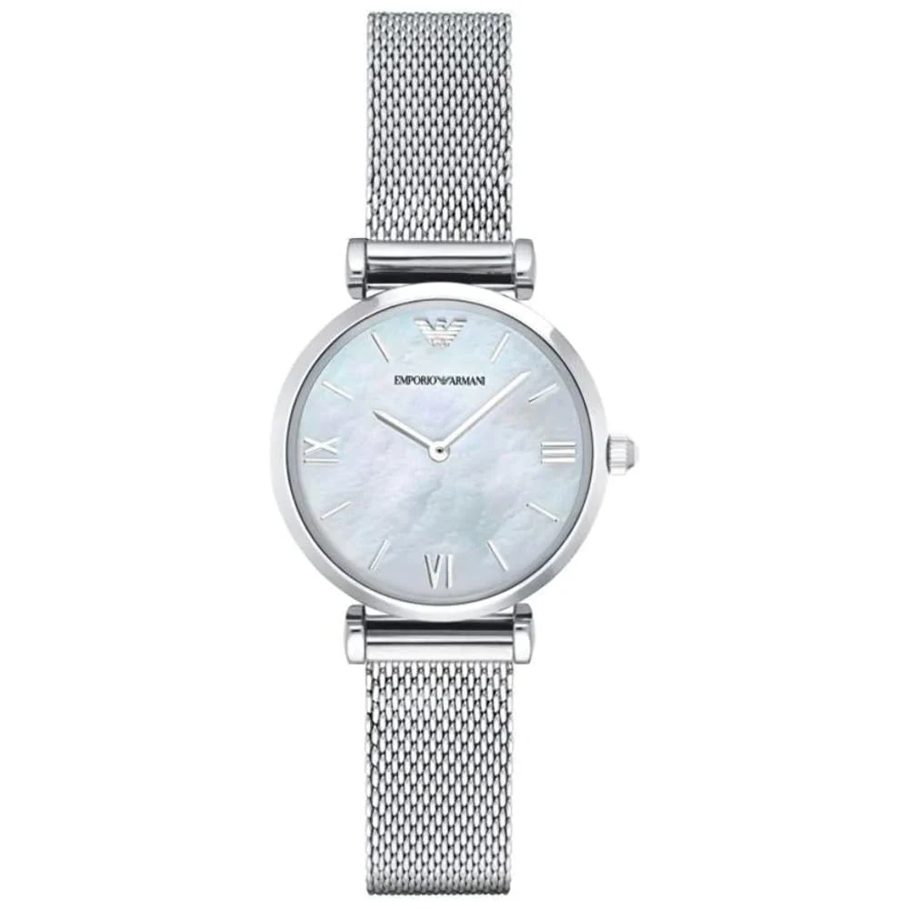 Emporio Armani Watch for Women, Two Hand Movement, 32 mm Silver Stainless Steel Case with a Stainless Steel Strap, AR1955