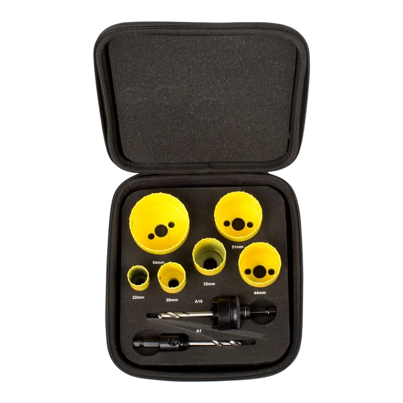 Starrett Bi-Metal Hole Saw Kit - 8 Piece KFC06023 Fast Cut General Purpose Hole Cutter with Arbor Set - Compatible With Bosch Dewalt Hitachi Festool Milwaukee