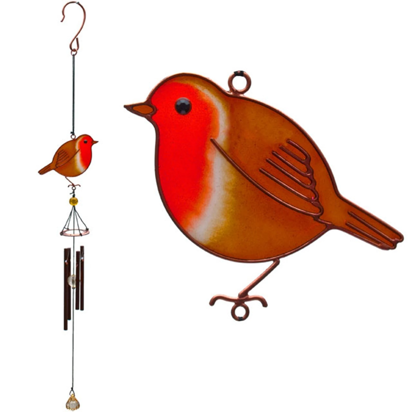 Multicolor Metal Robin Windchime - 51cm x 8cm (1 Pc.) - Eye-catching & Unique Dsign, Melodious Home Decor - Perfect Garden Addition & Revitalizing Gift Idea