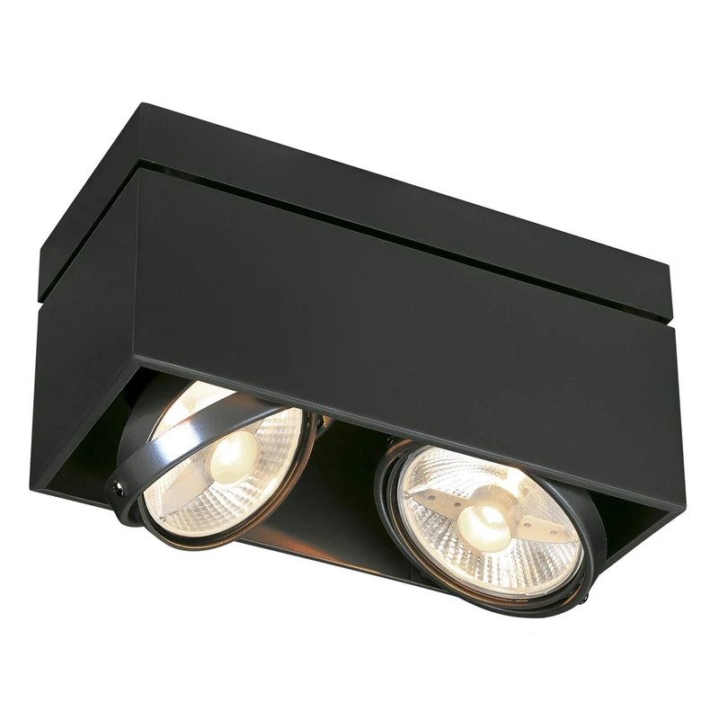 SLV KARDAMOD Surface Square ES111 Double Ceiling Light, Black, 2xGU10, max. 2x75W 117110