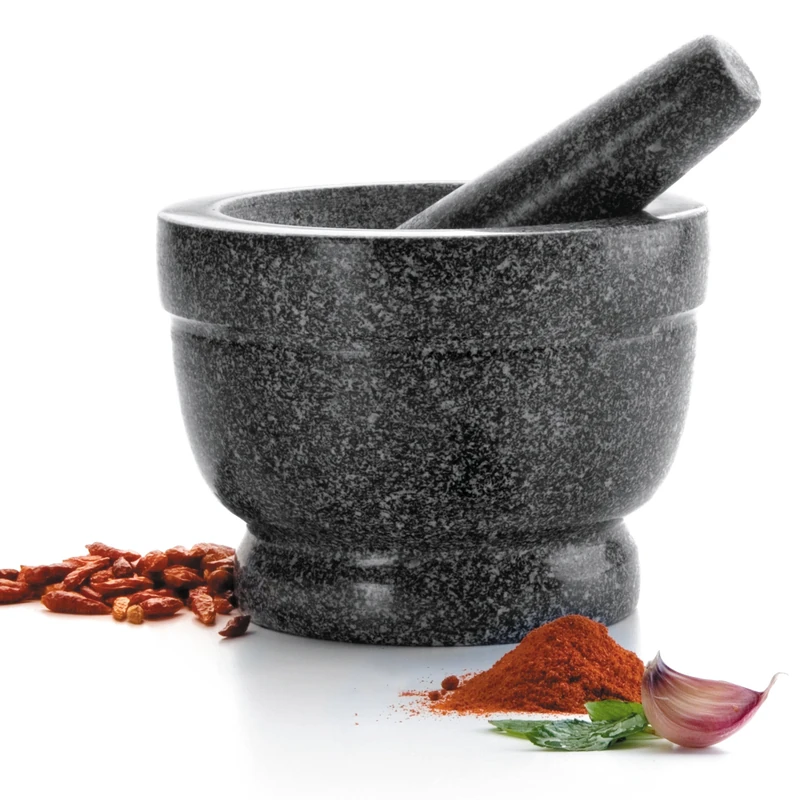 Lacor 60514 Granite Mortar And Pestle, 14 x 10 cm, Black