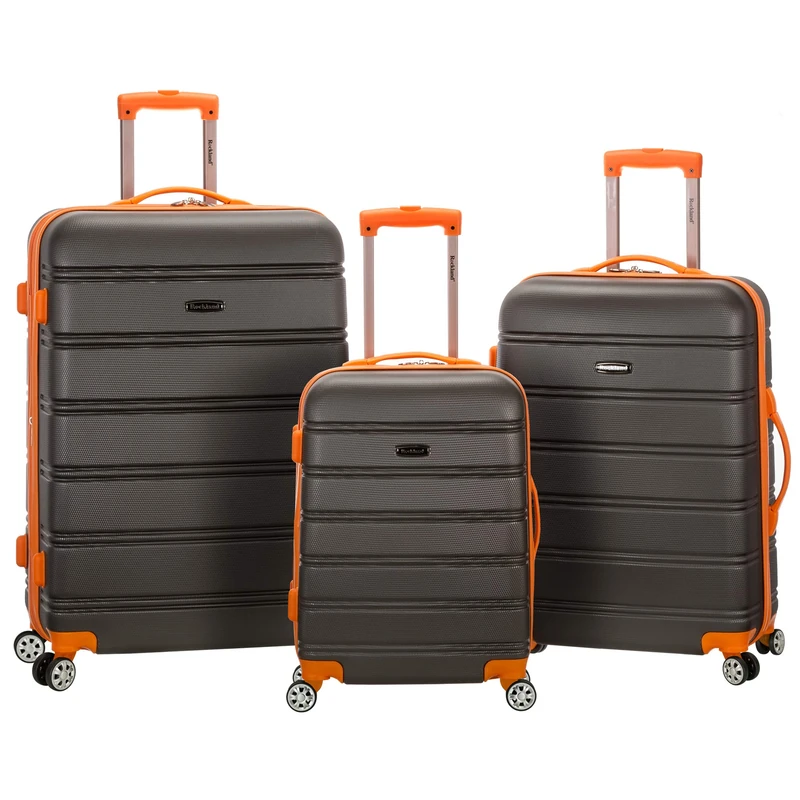 Rockland Melbourne Hardside Expandable Spinner Wheel Luggage, Charcoal, 3-Piece Set (20/24/28), Melbourne Hardside Expandable Spinner Wheel Luggage