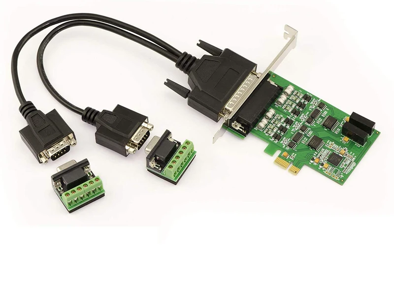 KALEA-INFORMATIQUE 2 port RS422 RS485 PCI Express PCIe controller card with EXAR XR17V352 Chipset. Windows XP/Vista/Seven/8/10/11, Windows Server 2003/2008/2012, Linux