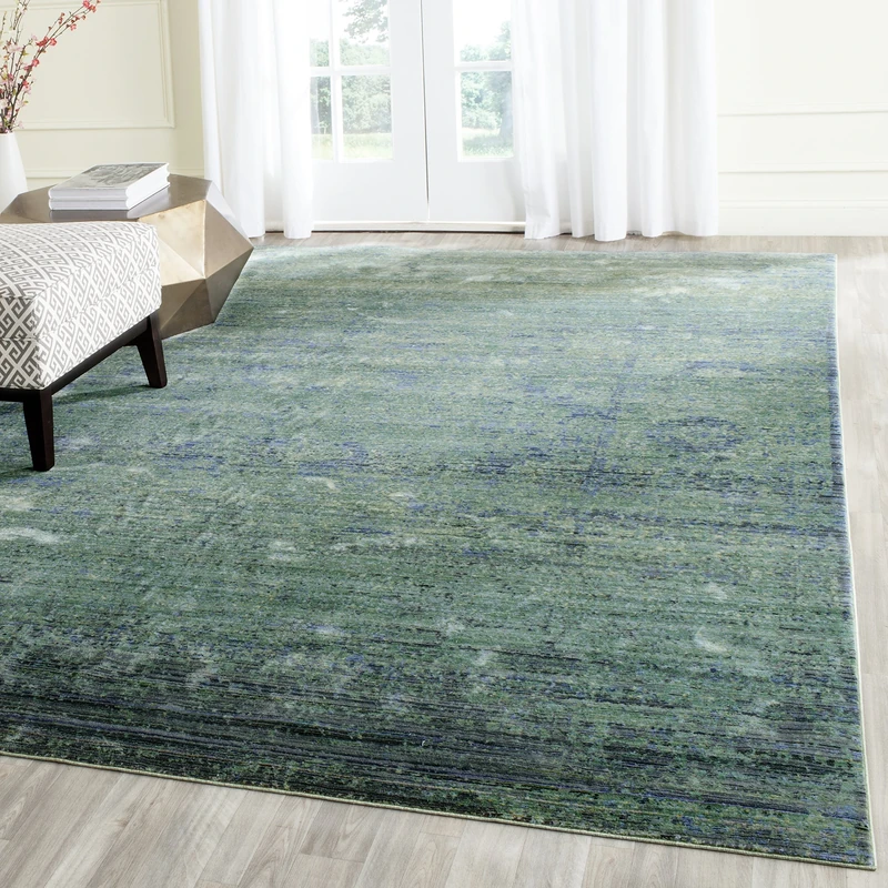 SAFAVIEH Metro-Mod Rug for Living Room, Dining Room, Bedroom - Mystique Collection, Short Pile, in Green and Multi, 91 X 152 cm