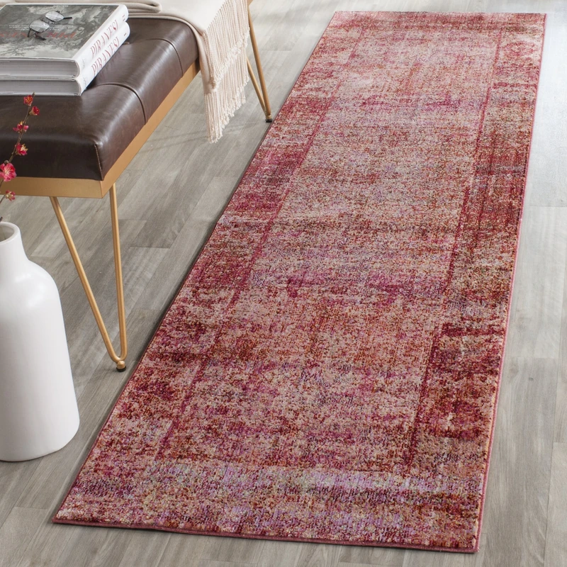 Safavieh Metro-Mod Indoor Woven Runner Area Rug, Mystique Collection, MYS920, in Fuchsia / Multi, 69 X 244 cm for Living Room, Bedroom or Any Indoor Space