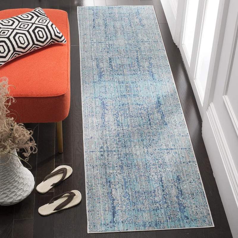 Safavieh Metro-Mod Indoor Woven Runner Area Rug, Mystique Collection, MYS971, in Light Blue / Multi, 69 X 244 cm for Living Room, Bedroom or Any Indoor Space