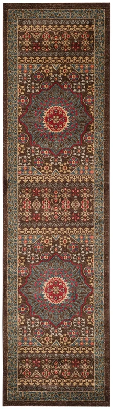 Safavieh Traditional Rug for Living Room, Dining Room, Bedroom - Mahal Collection, Short Pile, in Navy and Red, 66 X 244 cm