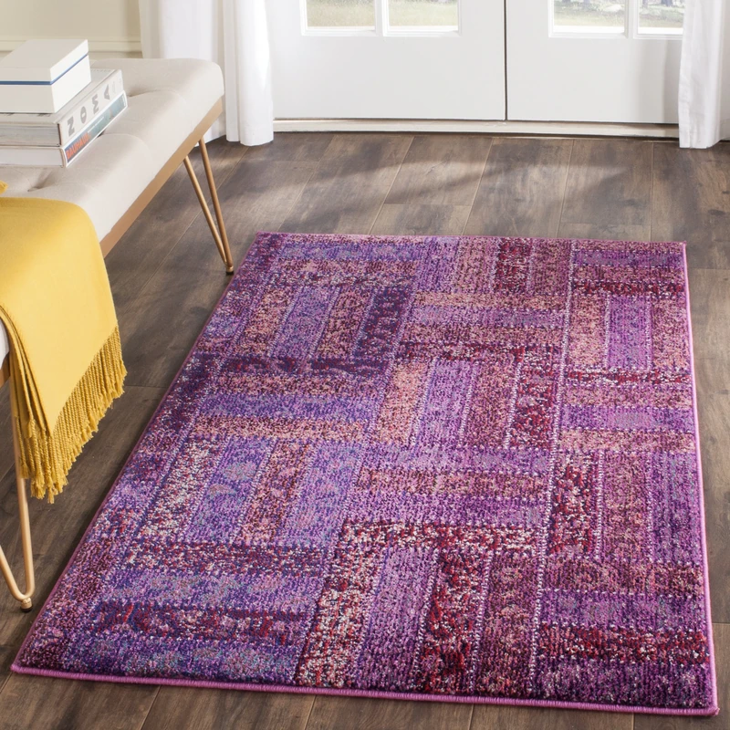 Safavieh Boho Chic Indoor Woven Rectangle Area Rug, Monaco Collection, MNC214, in Purple / Multi, 91 X 152 cm for Living Room, Bedroom or Any Indoor Space