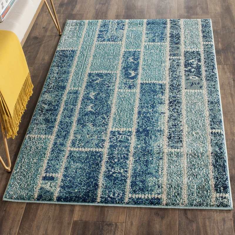 Safavieh Boho Chic Indoor Woven Rectangle Area Rug, Monaco Collection, MNC216, in Blue / Multi, 91 X 152 cm for Living Room, Bedroom or Any Indoor Space
