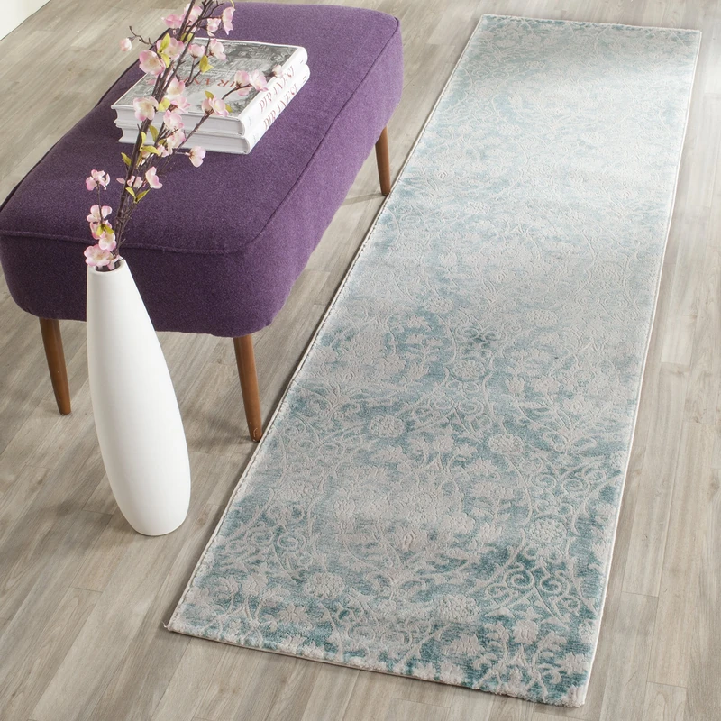 Safavieh Glam Indoor Woven Runner Area Rug, Passion Collection, PAS403, in Turquoise / Ivory, 66 X 244 cm for Living Room, Bedroom or Any Indoor Space
